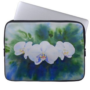 Capa Para Notebook Orquídeas tropicais de cor branca Elegante