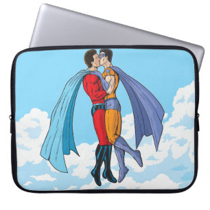 Capa Para Notebook Os dois super-heróis de Slipperyjoe beijando perso