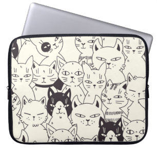 Capa Para Notebook Os gatos desenhados à mão rabiscam um padrão perfe