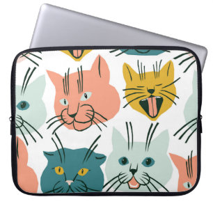 Capa Para Notebook Os Gatos Enfrentam Um Padrão De Vintagem Engraçado