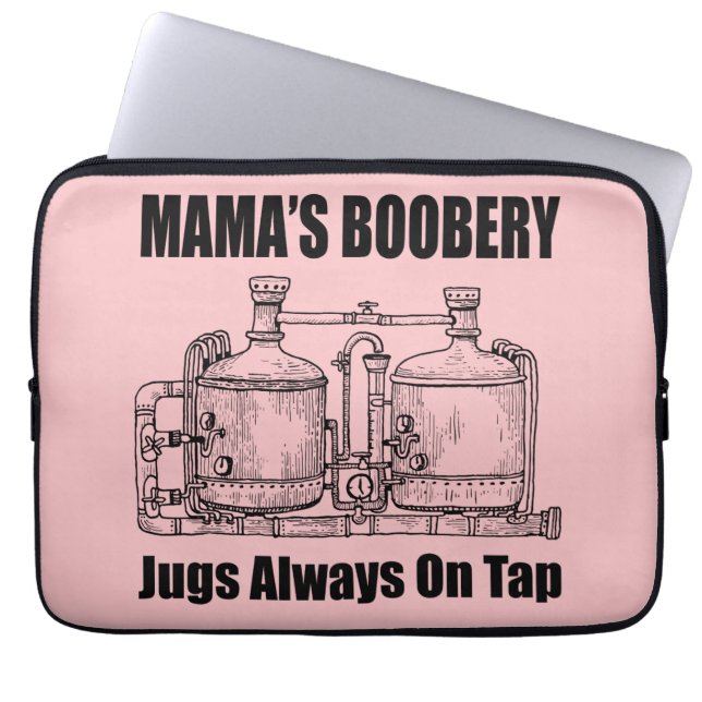 Capa Para Notebook Os Jugs de Boobery da mamãe sempre tocando (Frente)