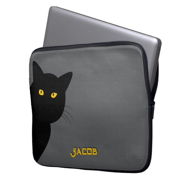 Capa Para Notebook Os olhos amarelos, o gato preto te cumprimentando (Frente Esquerda)