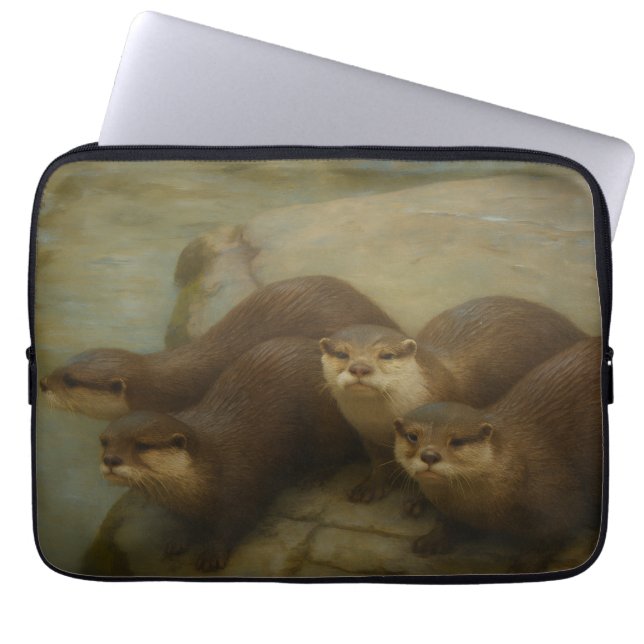 Capa Para Notebook Otter Quartet - Impressão de Arte sobre a Vida Sel (Frente)