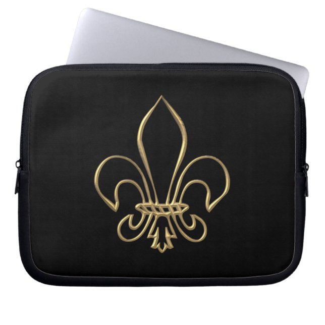 Capa Para Notebook Ouro "3-D" Fleur-de-lis (Frente)