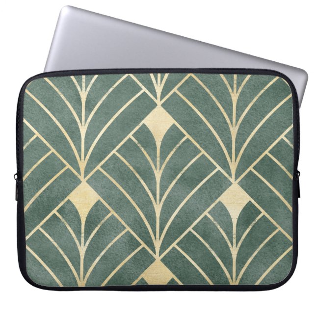 Capa Para Notebook Ouro Art Deco: Estilo Sem Olhos Luxuoso (Frente)