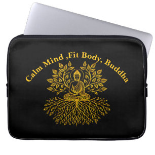 Capa Para Notebook Ouro Buda cercado pela natureza
