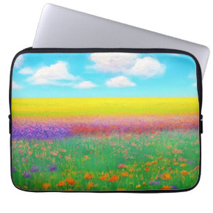 Capa Para Notebook Ouro Campo de Laptop das flores