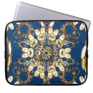 Capa Para Notebook Ouro Curls, Padrão de Vintage Oriental.