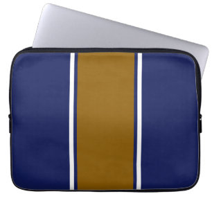 Capa Para Notebook Ouro desportivo Marinho Castanho Grelhas Verticais