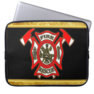 Capa Para Notebook Ouro do logotipo do departamento dos bombeiros e