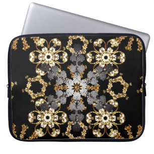 Capa Para Notebook Ouro esboço da decoração floral. Elemento de es