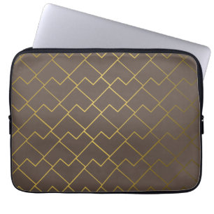 Capa Para Notebook Ouro Geométrico Café Chocolate Castanho