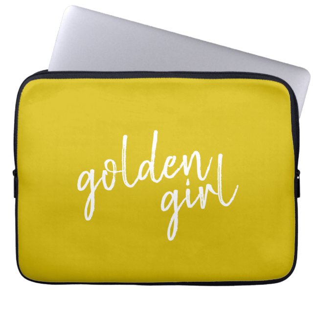Capa Para Notebook Ouro Girl | Script Dourado moderno (Frente)