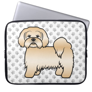 Capa Para Notebook Ouro Lhasa Apso - Ilustração De Cachorro De Cartoo