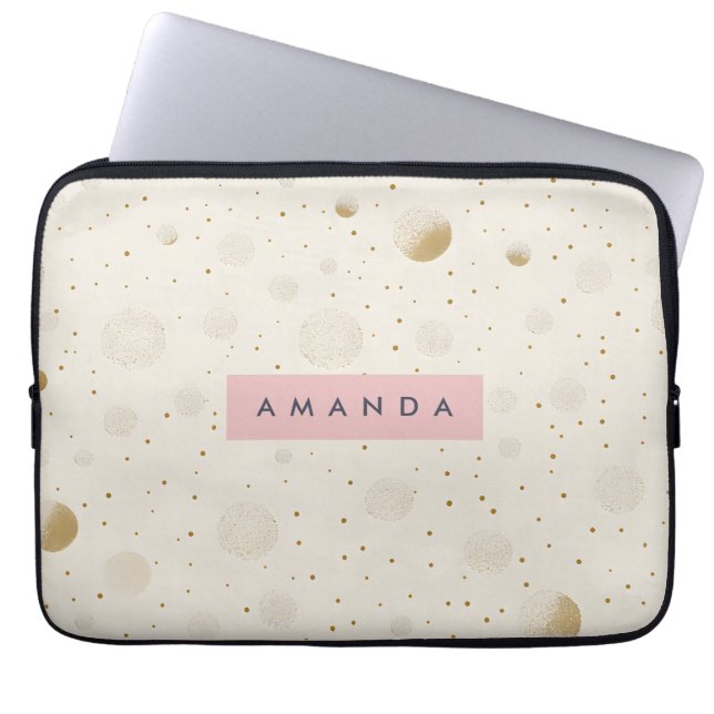 Capa Para Notebook Ouro Macio Personalizado com Bolinhas Estilo Minim (Frente)