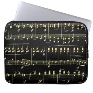 Capa Para Notebook Ouro musical em preto