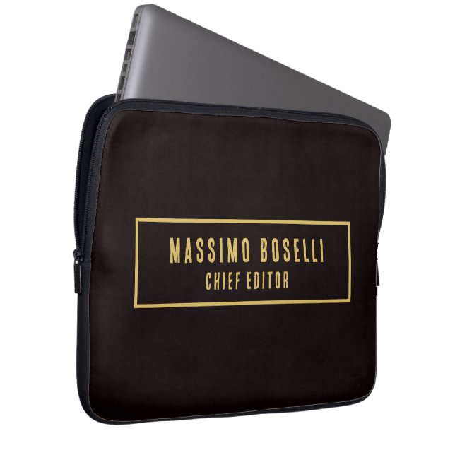 Capa Para Notebook Ouro & Preto Minimalista Profissional Moderno (Frente Esquerda)