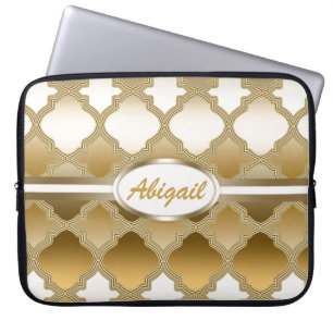 Capa Para Notebook Ouro Quatrefoil Padrão de Lata marroquina