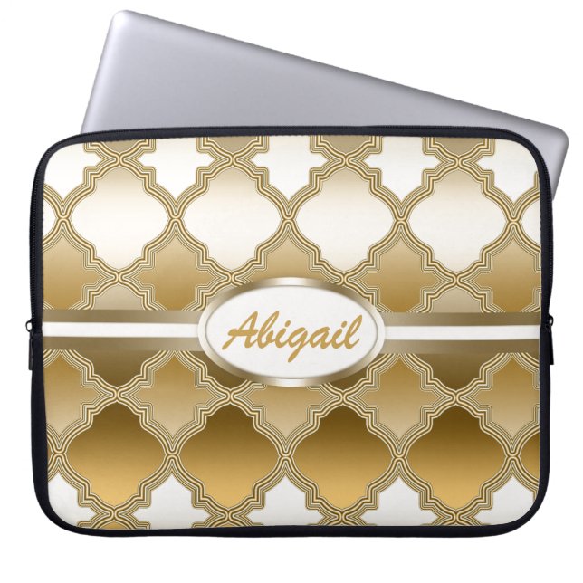 Capa Para Notebook Ouro Quatrefoil Padrão de Lata marroquina (Frente)