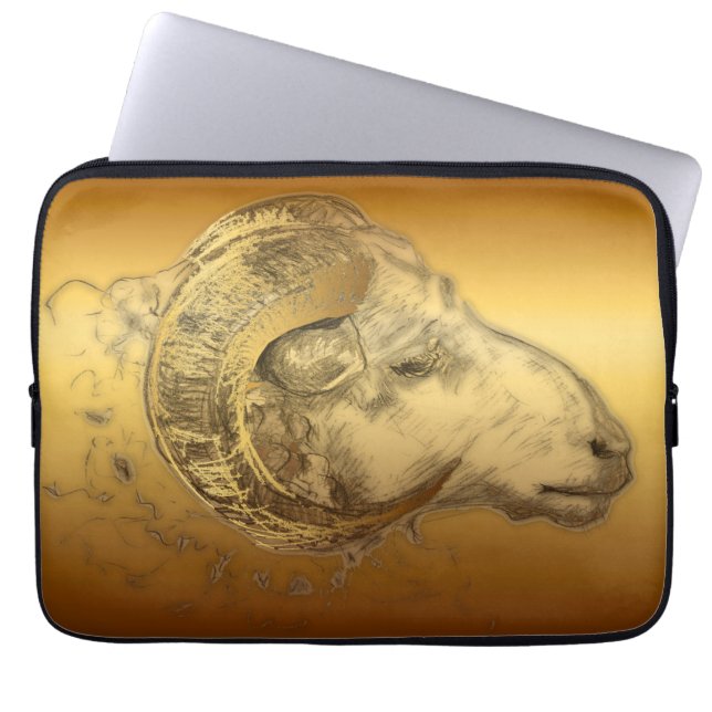 Capa Para Notebook Ouro Ram Sheep China Ano Novo 2015 - (Frente)