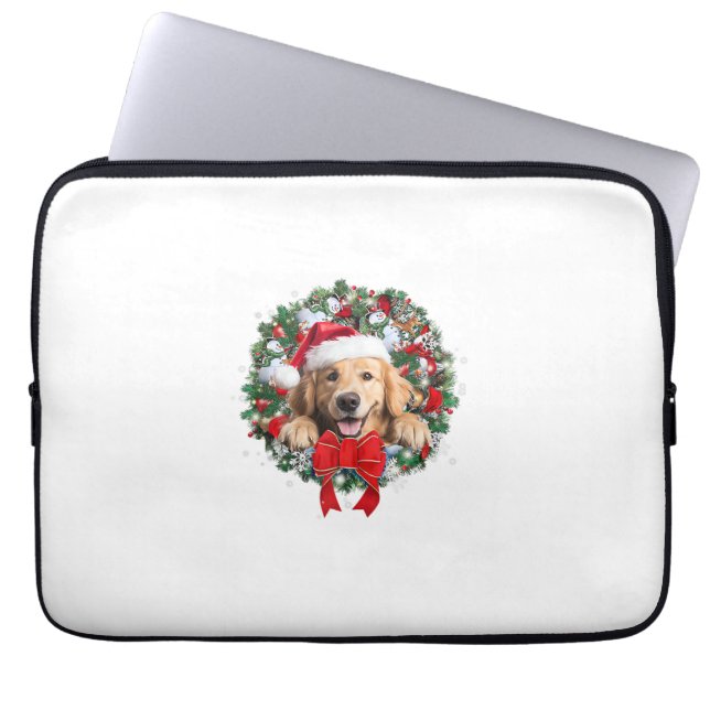 Capa Para Notebook Ouro Retriever Wreath de Natal Xmas (Frente)