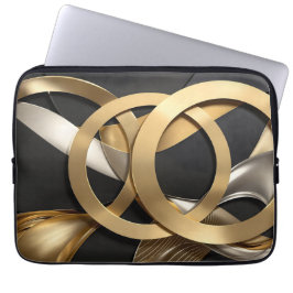 Capa Para Notebook Ouro Rings Abstrato - Design moderno de luxo