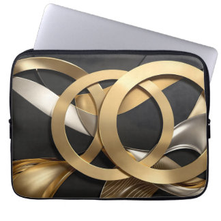 Capa Para Notebook Ouro Rings Abstrato - Design moderno de luxo
