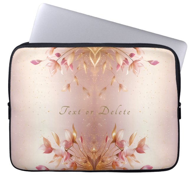 Capa Para Notebook Ouro Rosa Deixa Bolsa de laptop Floral (Frente)