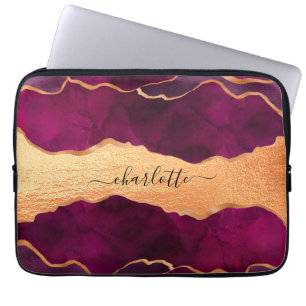 Capa Para Notebook Ouro roxo e roxo, rosa dourado mármore