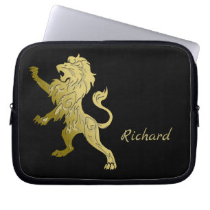 Capa Para Notebook Ouro Royal Lion em Black Personal Name