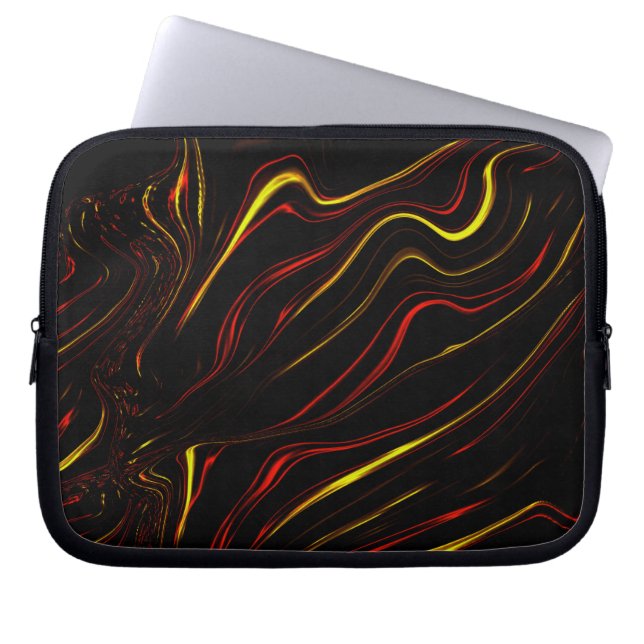 Capa Para Notebook Ouro vermelho ondulado, longos traços sobre fundo  (Frente)