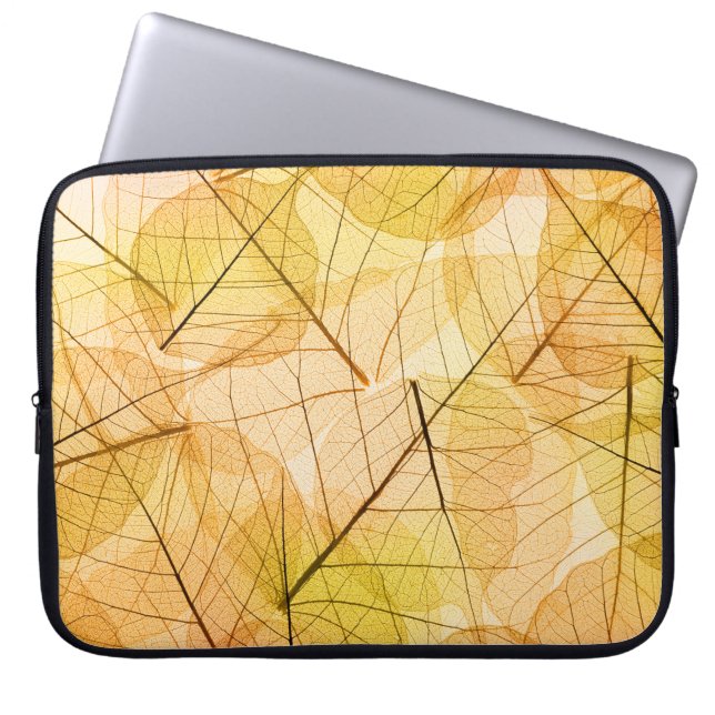 Capa Para Notebook Outono deixa o fundo amarelo e laranja - trans (Frente)
