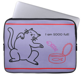 Capa Para Notebook Overstuffed Cat on Purple Electronics Bag