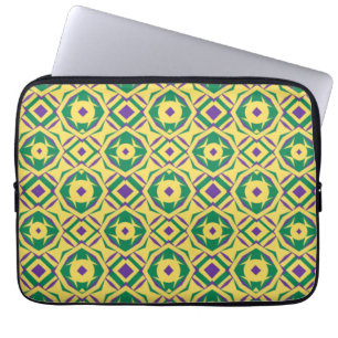 Capa Para Notebook Padrão Abstrato Amarelo Verde Roxo com Diamantes