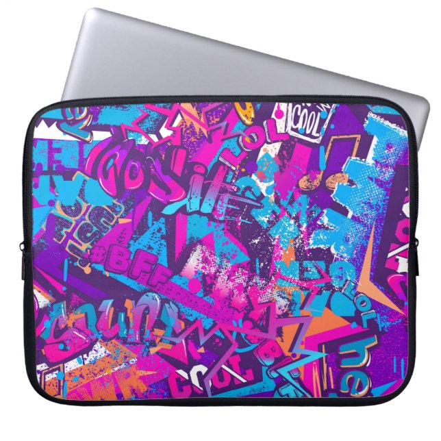 Capa Para Notebook Padrão abstrato de palavras de grafite contínuo. R (Frente)