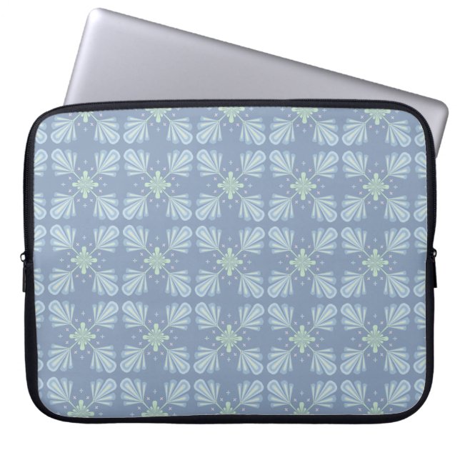 Capa Para Notebook Padrão Abstrato Floral Azul (Frente)