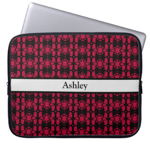 Capa Para Notebook Padrão Abstrato Preto e Vermelho Personalizado Ele