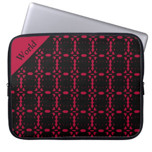 Capa Para Notebook Padrão Abstrato Preto e Vermelho Personalizado Ele