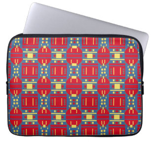 Capa Para Notebook Padrão abstrato Vermelho Amarelo e Azul com Geomet