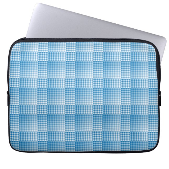 Capa Para Notebook Padrão Abstrato Xadrez Branco Azul (Frente)