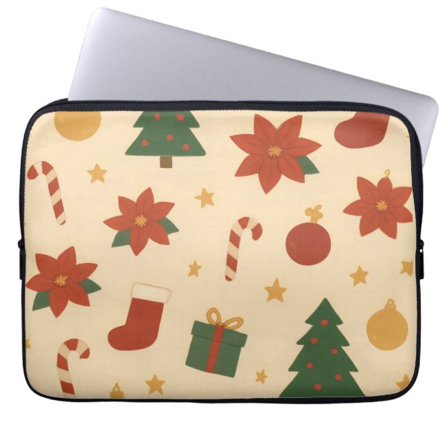 Capa Para Notebook Padrão Aconchegante de Natal com Presentes e Árvor (Frente)