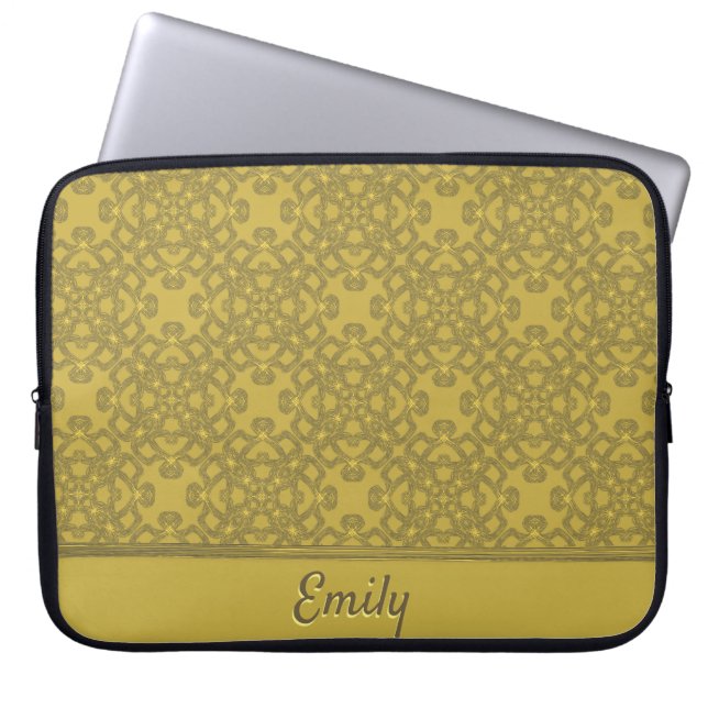 Capa Para Notebook Padrão Amarelo da Mostarda Personalizada (Frente)