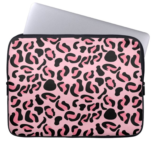 Capa Para Notebook Padrão Animal Rosa Moderno Leopardo (Frente)