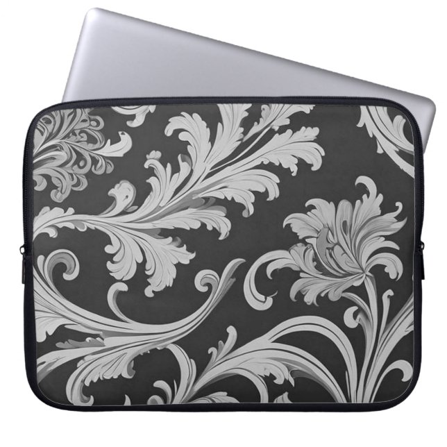 Capa Para Notebook Padrão Antiquado do Fleur Monocromático (Frente)