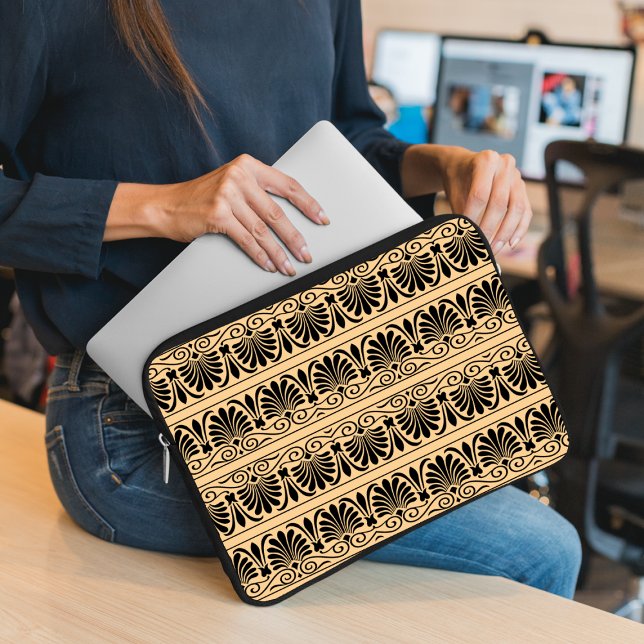 Capa Para Notebook Padrão Árabe Grego Mediterrâneo Marrom (Criador carregado)