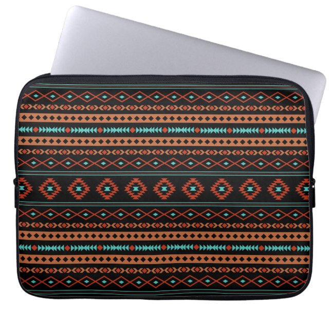 Capa Para Notebook Padrão Aztec Rusts Teal Black Mixed Motifs (Frente)