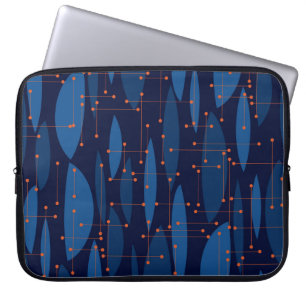 Capa Para Notebook Padrão Azul Azul do Século médio Sem Vista
