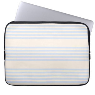 Capa Para Notebook Padrão azul claro e bege de cinco faixas