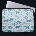 Capa Para Notebook Padrão Azul do Dinosau<br><div class="desc">Muitos dinossauros azuis,  Tyrannosaurus rex,  Spinossauro,  Stegossauro,  Diplodocuments e Tricerátops. Socorro!</div>