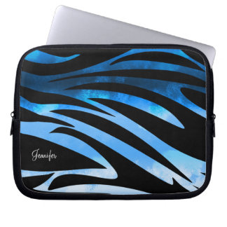 Capa Para Notebook Padrão Azul E Zebra Negra